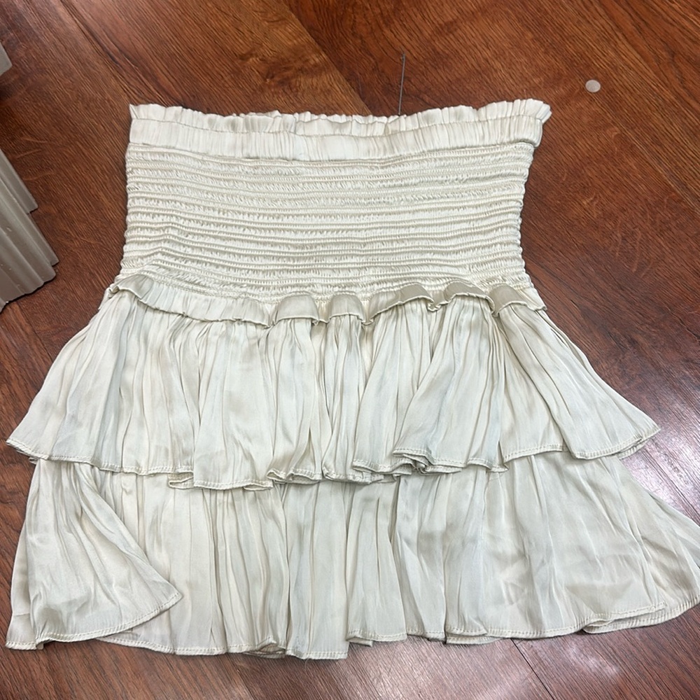 Cream Smocked Skirt